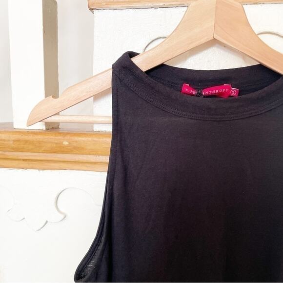 n:Philanthropy Black Sleeveless Crewneck Side Ruching Peach Dress Size S NEW - Picture 2 of 10